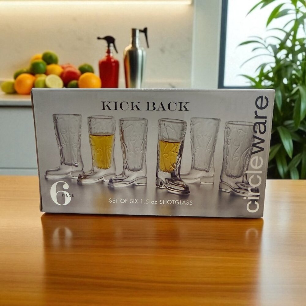 Circleware Kickback Whiskey/Tequila Shot Glasses Heavy Base Glassware - SET OF 6